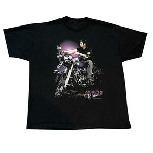 Vintage 90s 1992 Elvis Presley American Classic Motorcycle Black T-Shirt XXL